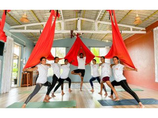 Aerial yoga teacher training in Goa India Adiyogam