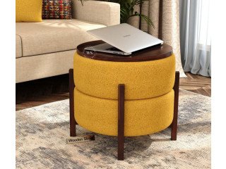 Compact Wooden Stool for Living Room Corners