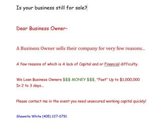 Is your business still for sale?