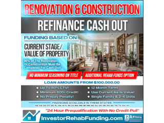 600+ CREDIT NO SEASONING ON TITLE REFINANCE CASH OUT INVESTOR FINANCING!